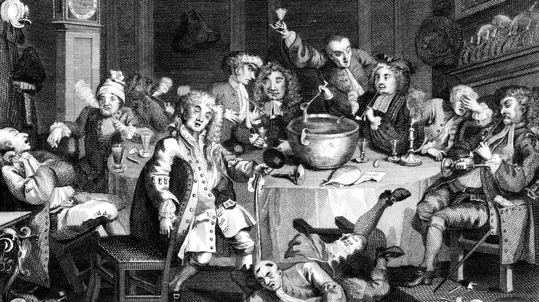 a party drinking in the 18th century