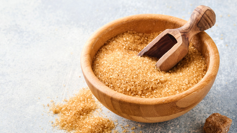 cane sugar displayed in bowl