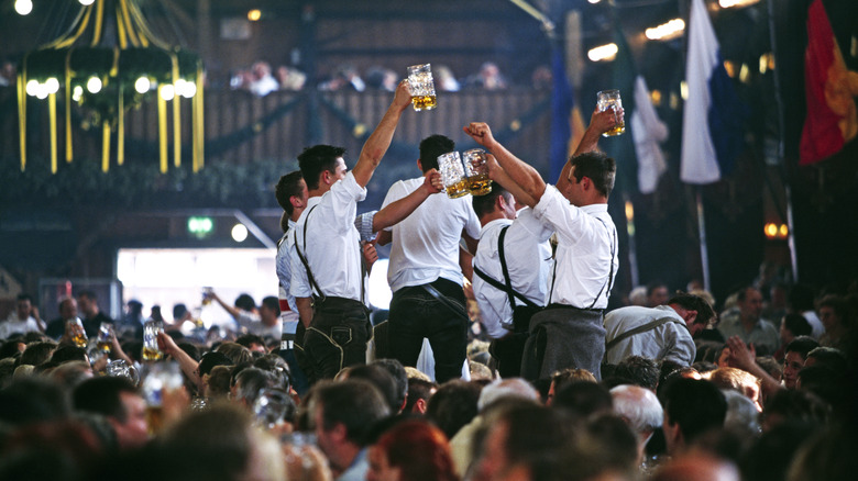 people celebrating oktoberfest in germany