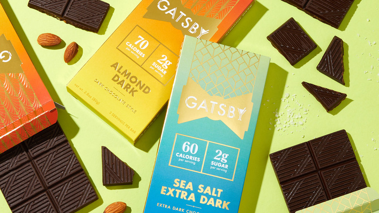 Gatsby chocolate bars next to a cheese board