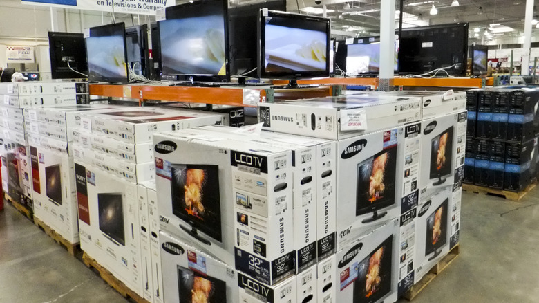 Televisions on display at Costco