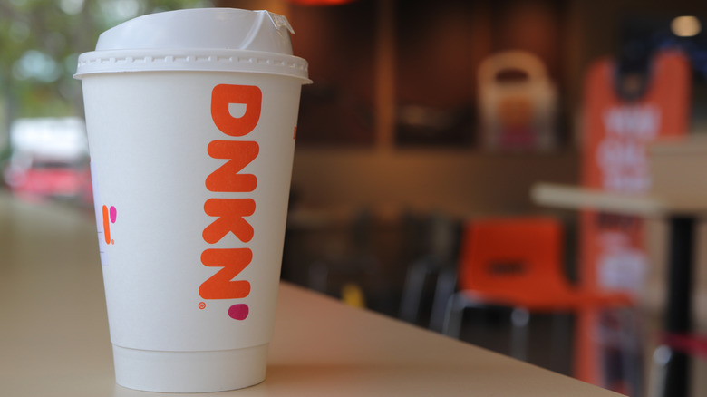 Dunkin' hot coffee cup