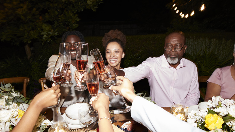 wedding toast with friends