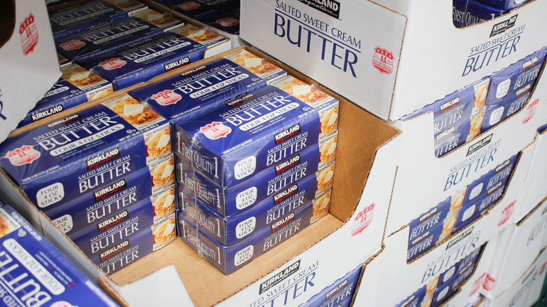 Costco Kirkland Signature butter in case in store