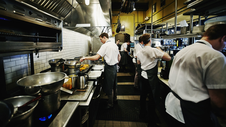 Professional kitchen in action