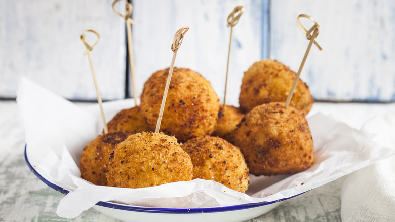 Arancini balls on plate