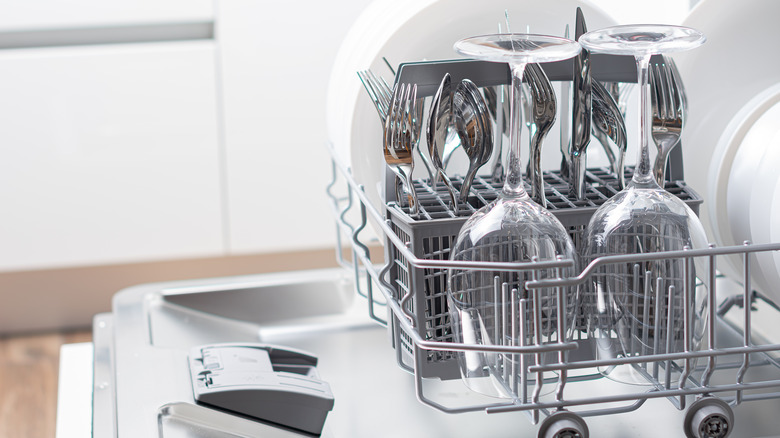 wine glasses in dishwasher