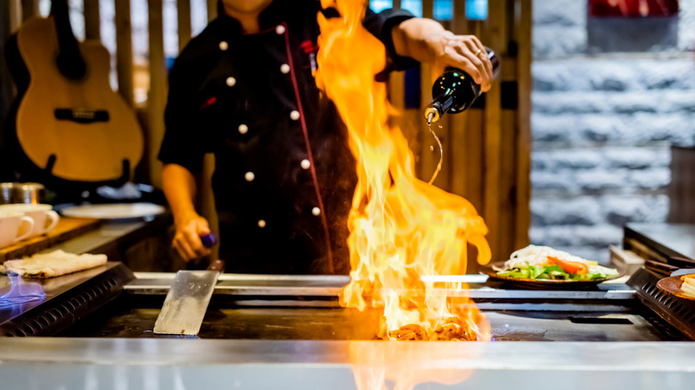 Hibachi chef with fire