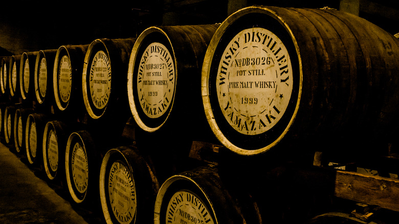 Yamazaki distillery whisky barrels