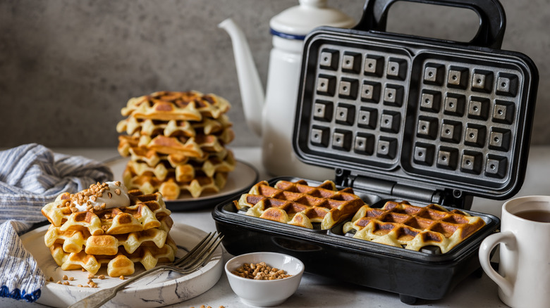 crisp waffles in a waffle maker