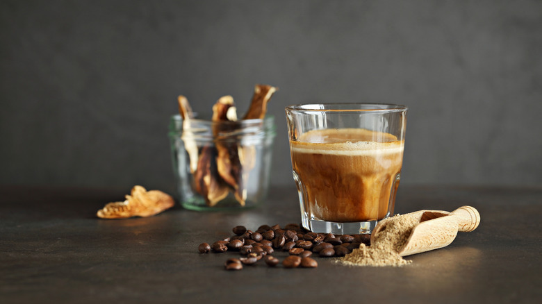 glass of mushroom coffee