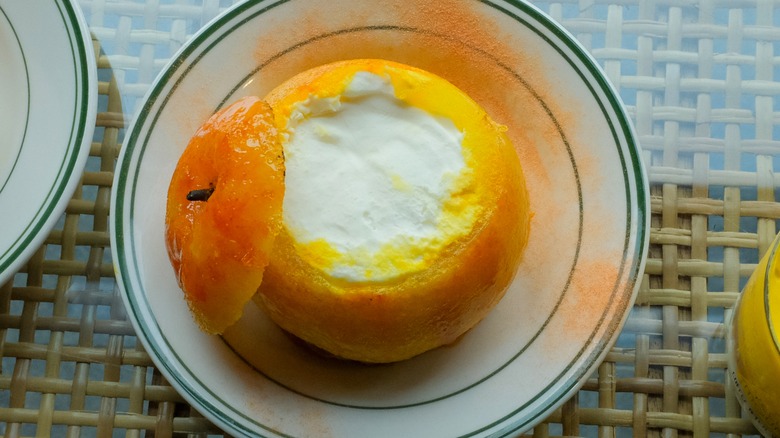 orange filled with ice cream