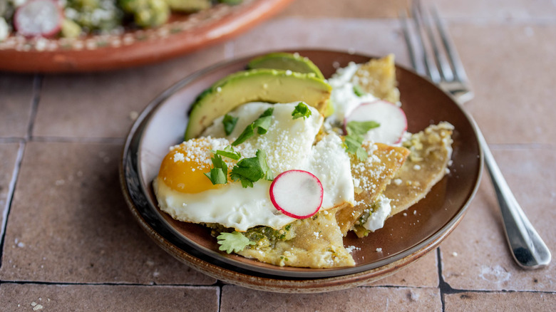 homemade chilaquiles on a plate 