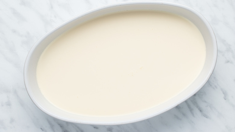 cream in baking dish 