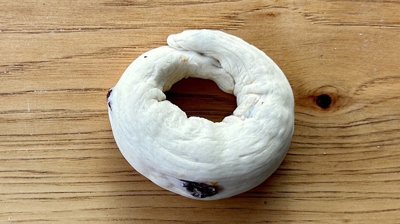 bagel dough shaped in ring