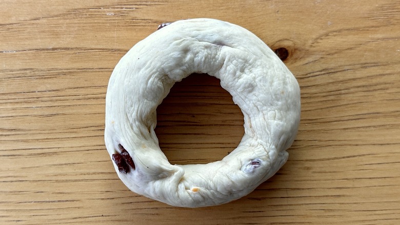 bagel dough shaped in ring