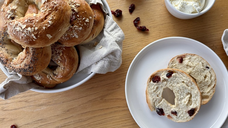 bagels on plates