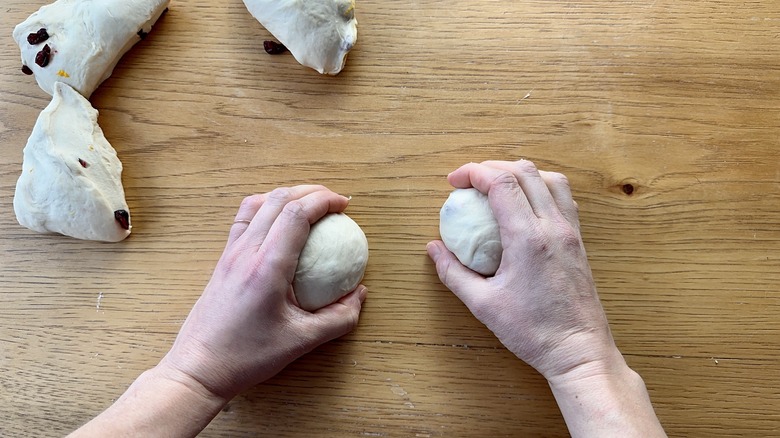 rolling cranberry bagel dough