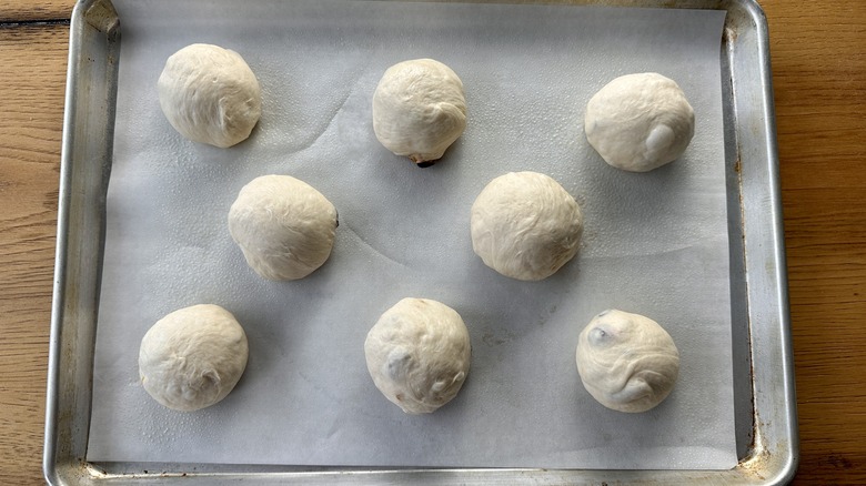 dough balls on baking sheet