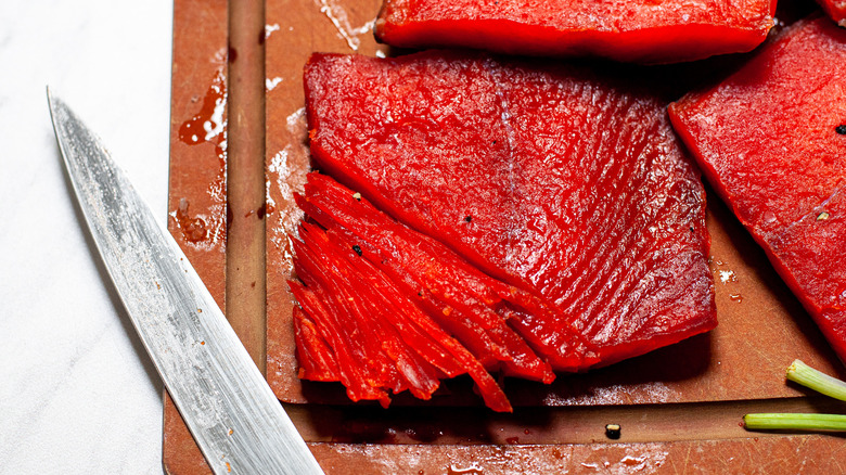 Homemade Cured Salmon sliced