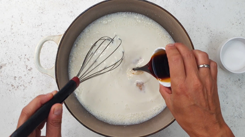 Whisking in vanilla extract