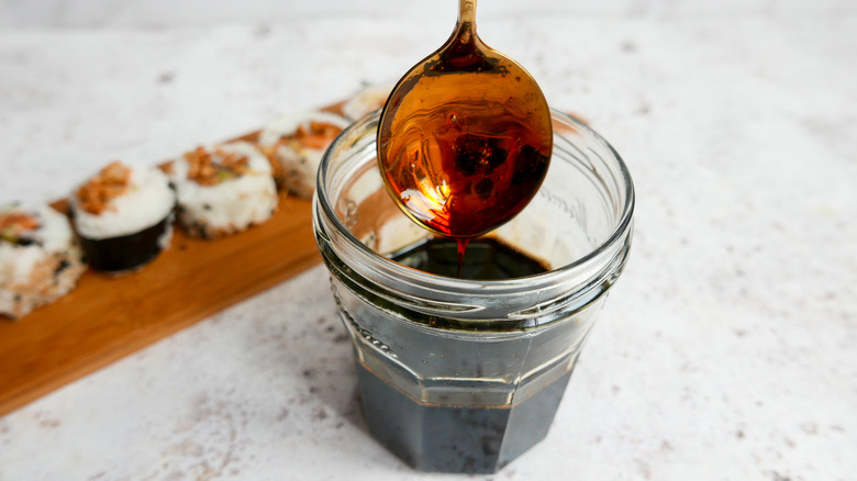 Homemade Eel Sauce in jar 