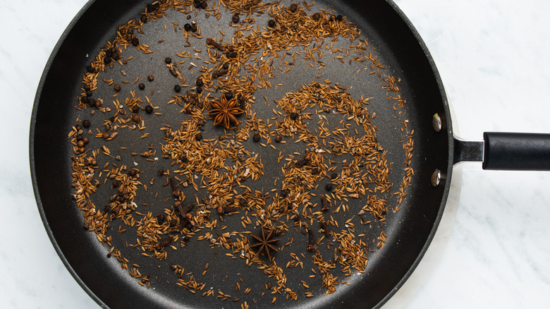 spices in skillet