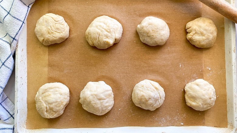 dough balls on baking tray