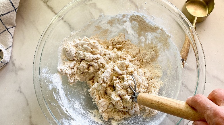 dough in glass bowl