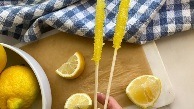 finished lemon rock candy