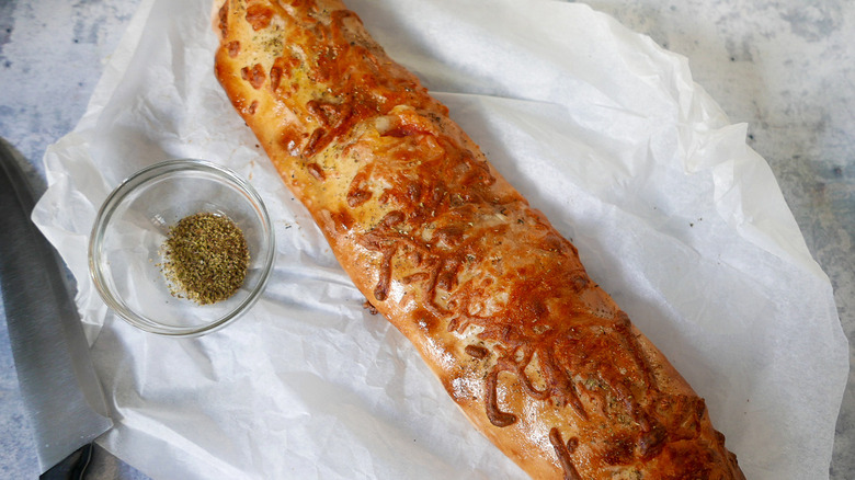 baked stromboli and seasoning 