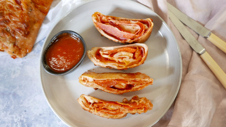 slices of stromboli on plate