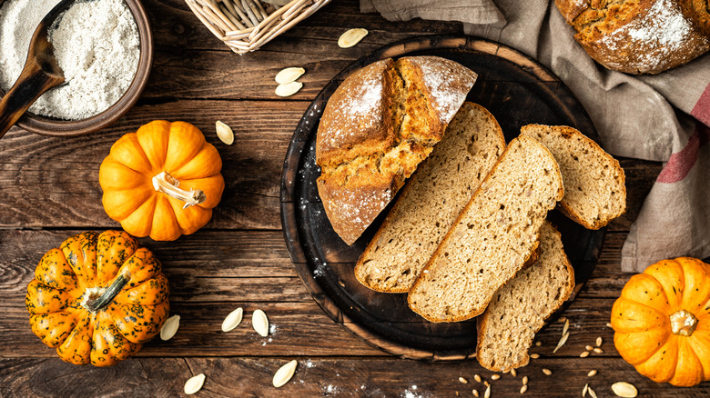 pumpkin sourdough bread and pumpkins