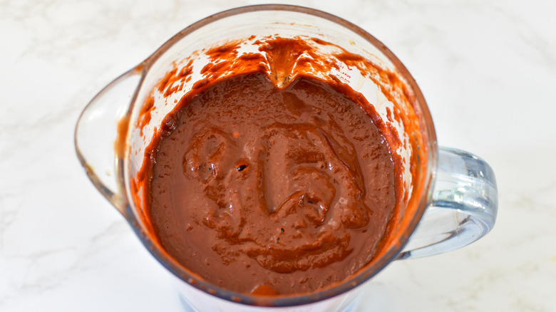 red enchilada sauce in blender