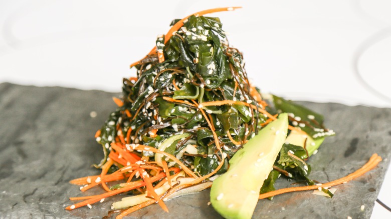 Homemade Seaweed Salad on plate 