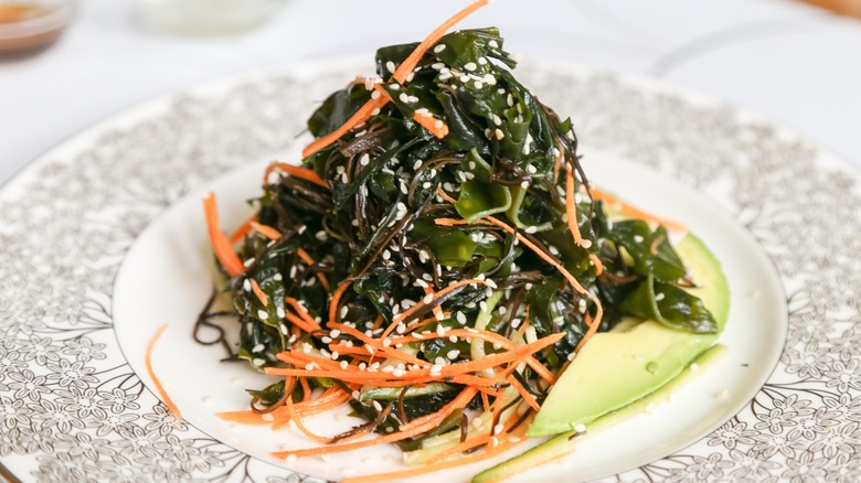 Homemade Seaweed Salad on a plate 