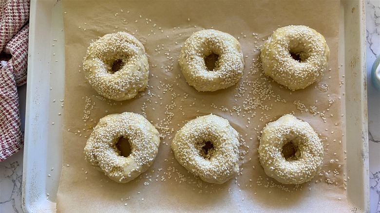 dough over boiling water