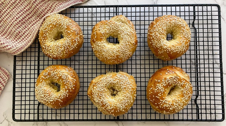 bagels on cooling rack 