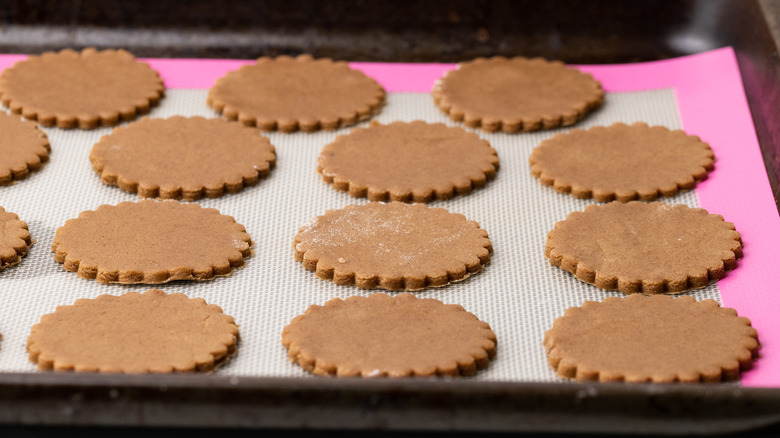 round cookies on baking sheet