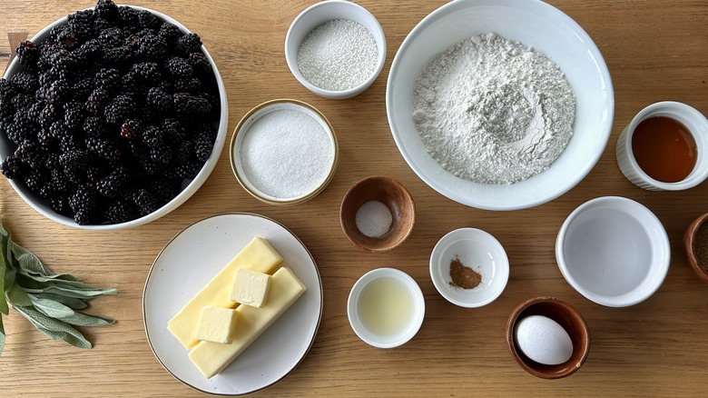 ingredients for honey blackberry pie