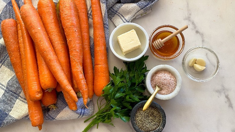 ingredients for honey glazed carrots