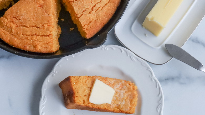 cornbread wedge with butter