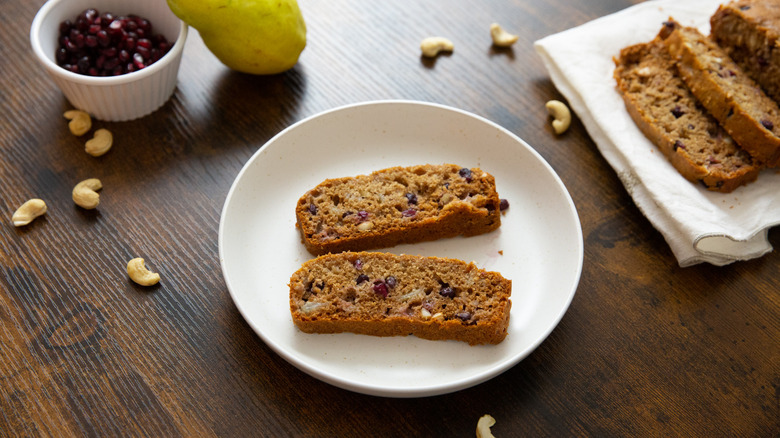 pomegranate bread served on table