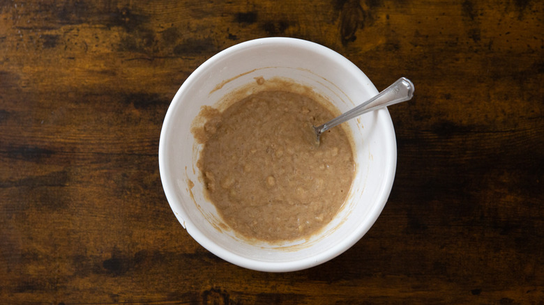 cake batter in white bowl