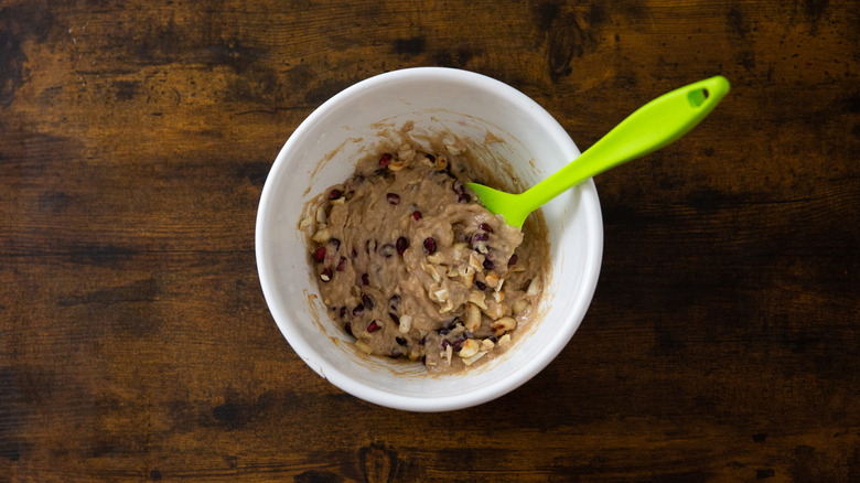 textured cake batter in bowl