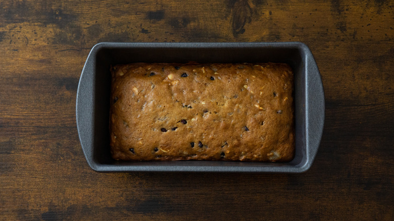 baked pomegranate bread in pan