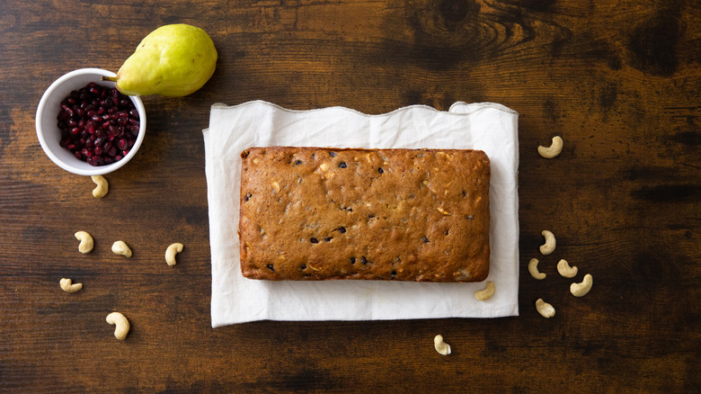 pomegranate bread on wooden table 