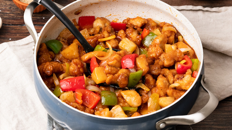 Sweet and sour chicken serving 