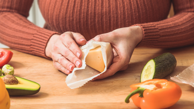 wrapping cheese in parchment