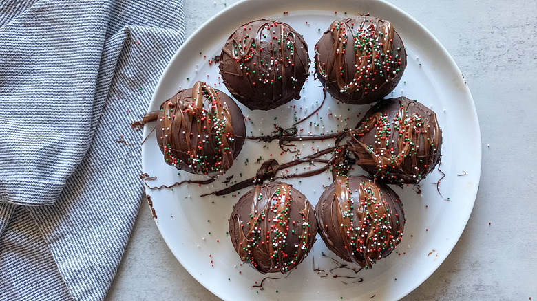 hot chocolate bombs with sprinkles